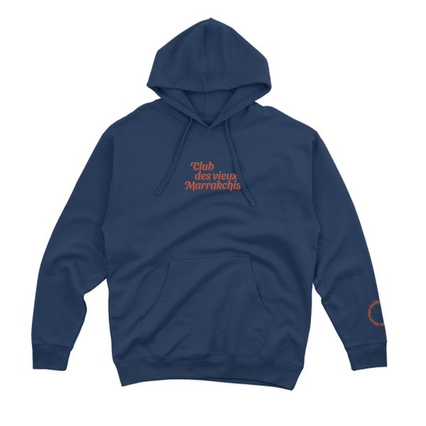 Classic Logo Hooded Sweatshirt & Orange Embroidery (Navy)